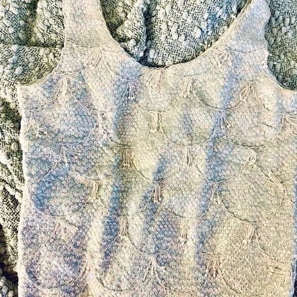 Vintage 60’s pale-blue beaded and sequin top - Picture 1 of 6